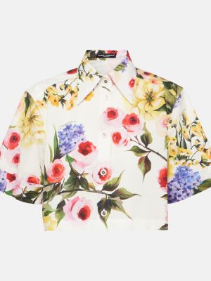 Pamučna košulja s cvjetnim printom Dolce&gabbana bijela