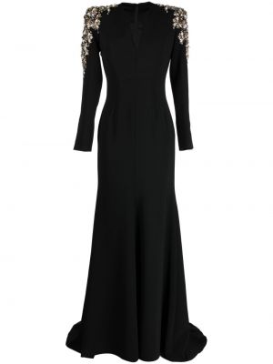 Černé křišťálové večerní šaty s výstřihem do v Jenny Packham