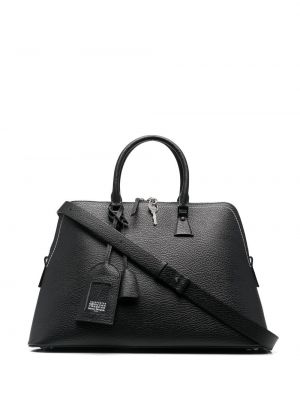 Δερμάτινη τσάντα shopper Maison Margiela μαύρο