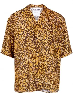 Leopardí košile s potiskem Moschino hnědá