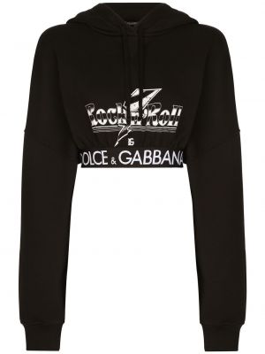 Bombažna jopa s kapuco s potiskom Dolce & Gabbana črna