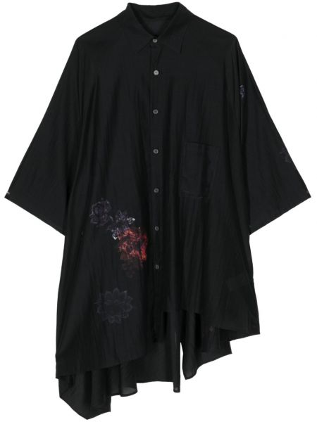 Raštuota gėlėta marškiniai Yohji Yamamoto juoda