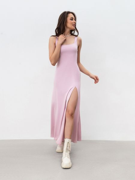 Нейлоновое платье миди из вискозы ромашка розовое