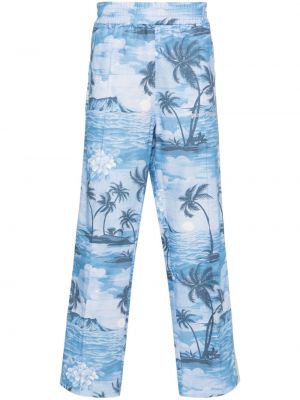 Pantalon droit à imprimé Palm Angels bleu