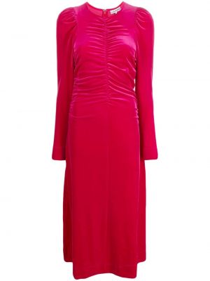 Βελούδινη μάξι φόρεμα από ζέρσεϋ Ganni ροζ