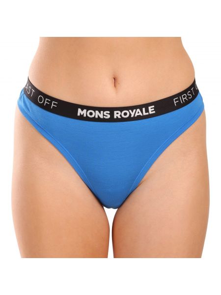 Kalhotky string z merino vlny Mons Royale modré