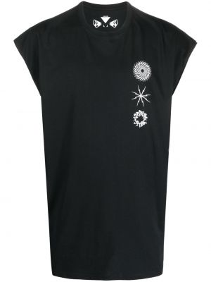 Raštuotas medvilninis marškinėliai be rankovių Acronym juoda