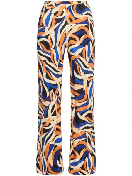 Pantaloni cu picior drept de mătase cu imagine Shona Joy portocaliu