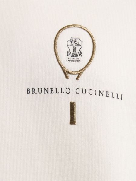 V-nyakú pamut szvetter Brunello Cucinelli fehér