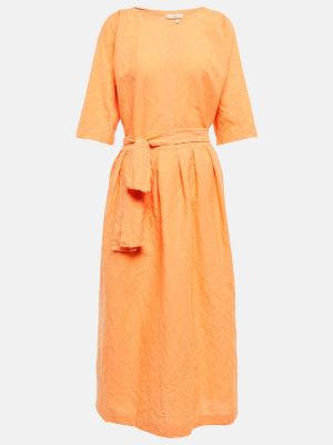 Lněné šaty s páskem Vince - oranžová