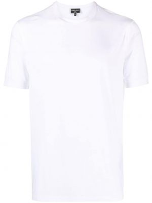 Einfarbige t-shirt mit rundem ausschnitt Giorgio Armani weiß
