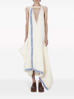 Sukienka długa z dekoltem w serek asymetryczna Jw Anderson biała