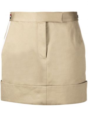 Bavlněné mini sukně s knoflíky s kapsami Thom Browne - hnědá