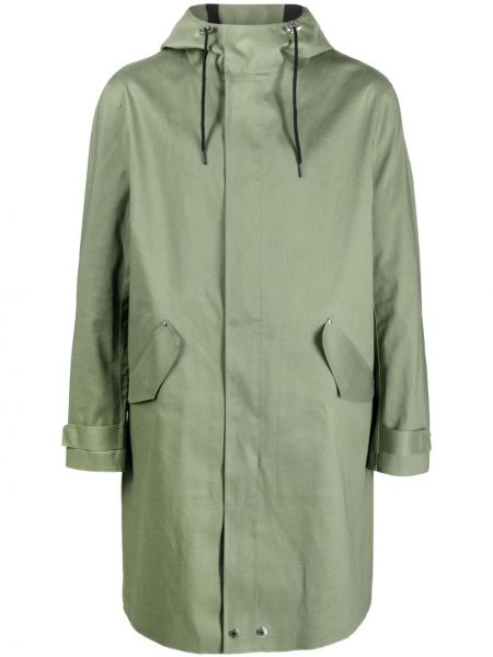 Bavlněný kabát s kapucí Mackintosh zelený