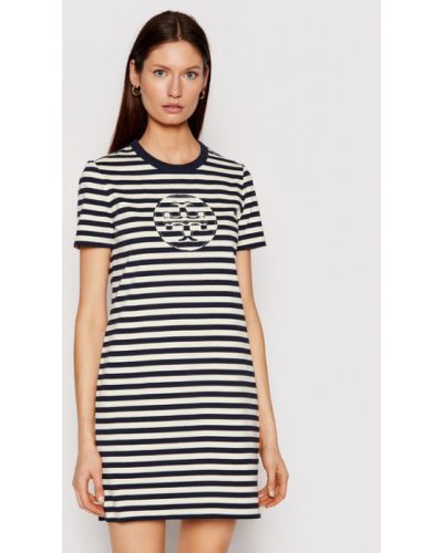 Tory Burch Každodenní šaty Striped Logo 81506 Tmavomodrá Regular Fit