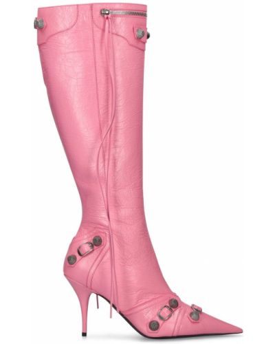 Kožené čižmy nad kolená Balenciaga ružová