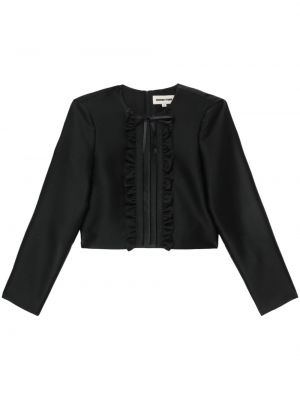 Блуза с панделка с волани Shushu/tong черно