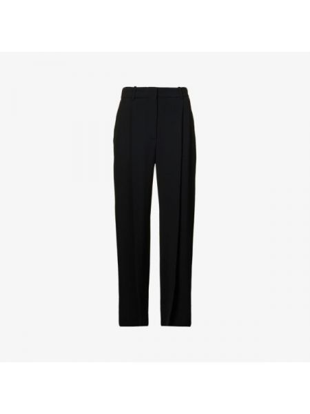 Плиссированные прямые брюки Victoria Beckham черные