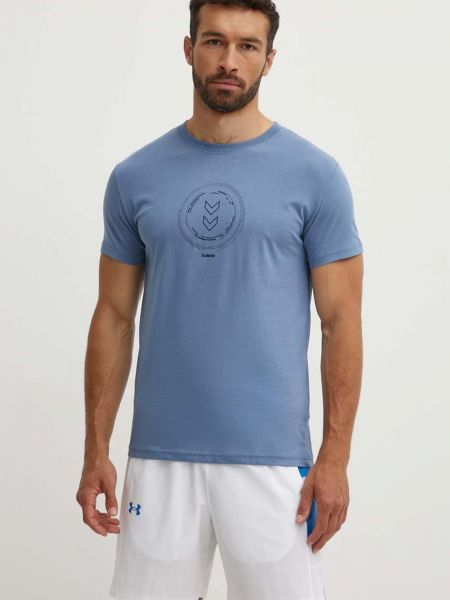 Koszulka z nadrukiem Hummel niebieska