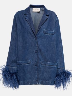 Denim jakna s perjem Valentino modra