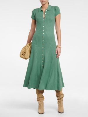 Gyapjú midi ruha Polo Ralph Lauren zöld