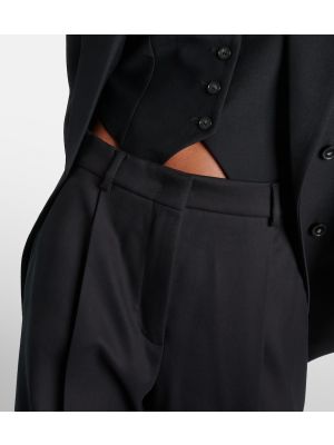 Βαμβακερό παντελόνι σε φαρδιά γραμμή Sportmax μαύρο