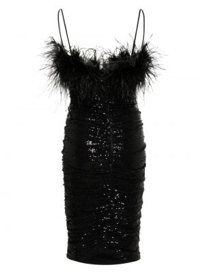 Midi šaty z peří Nissa černé