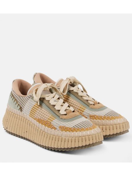 Plattform semsket skinn sneakers Chloe