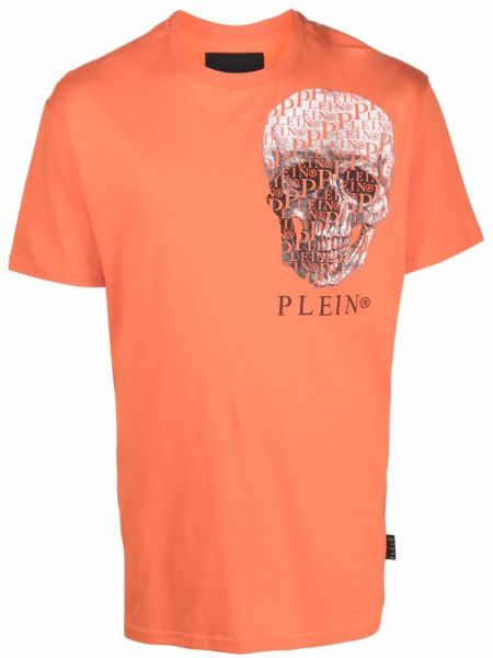 Koszulka z nadrukiem Philipp Plein pomarańczowa