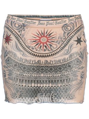 Mrežasta mini suknja s printom Jean Paul Gaultier