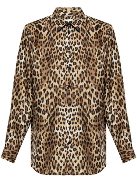 Leopar baskılı gömlek Moschino kahverengi