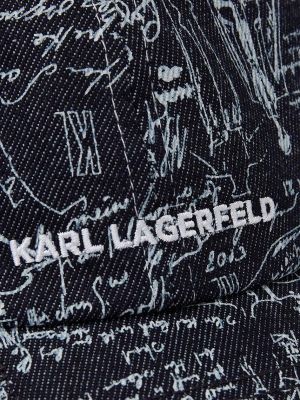 Pamučna kapa s printom Karl Lagerfeld plava