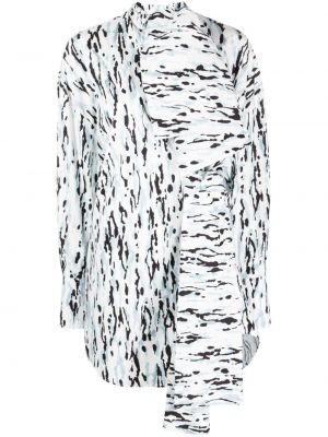 Sukienka koszulowa bawełniana z nadrukiem Msgm biała