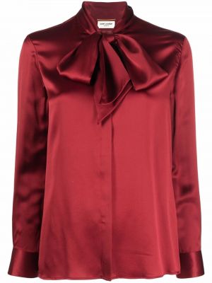 Блуза с панделка Saint Laurent червено