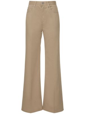 Bavlněné zvonové džíny s vysokým pasem Ami Paris béžové