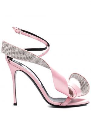 Sandały z kryształkami Sergio Rossi różowe
