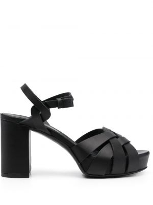 Kožené sandály s přezkou Del Carlo černé