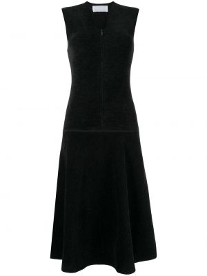 Viskózové pletené šaty bez rukávů na zip Mame Kurogouchi - černá