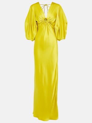 Σατέν μάξι φόρεμα με λαιμόκοψη v Stella Mccartney πράσινο