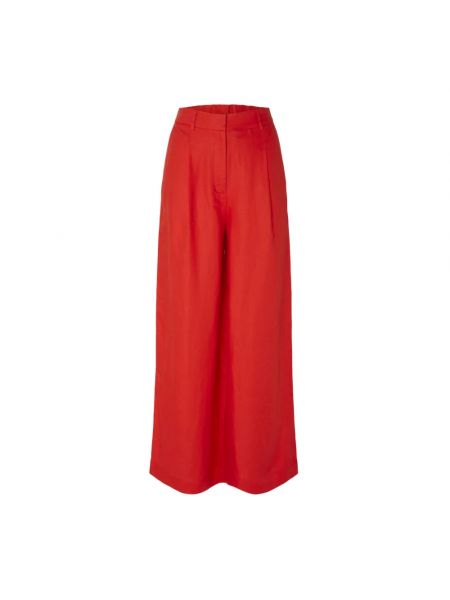 Spodnie relaxed fit Selected Femme czerwone