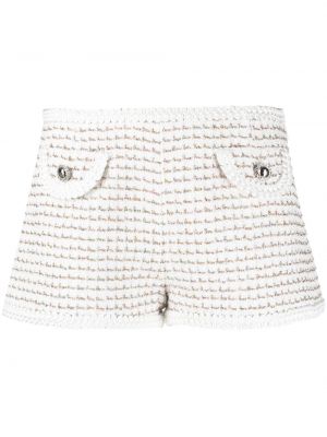 Shorts taille haute en tweed Alessandra Rich blanc