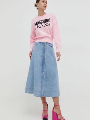 Sweter bawełniany Moschino Jeans różowy