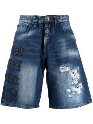 Nødlidende jeans-shorts Philipp Plein blå