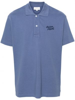 Poloshirt mit stickerei aus baumwoll Maison Kitsuné blau