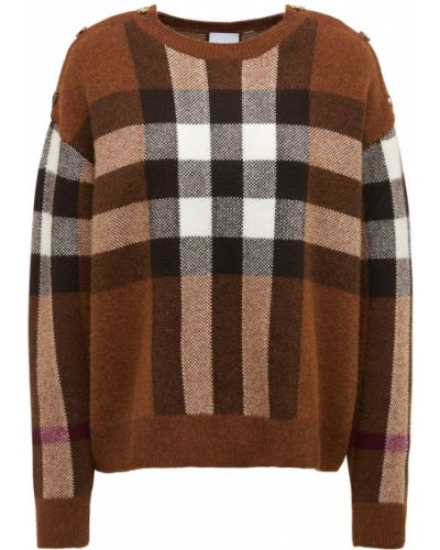 Kockovaný kašmírový vlnený sveter Burberry
