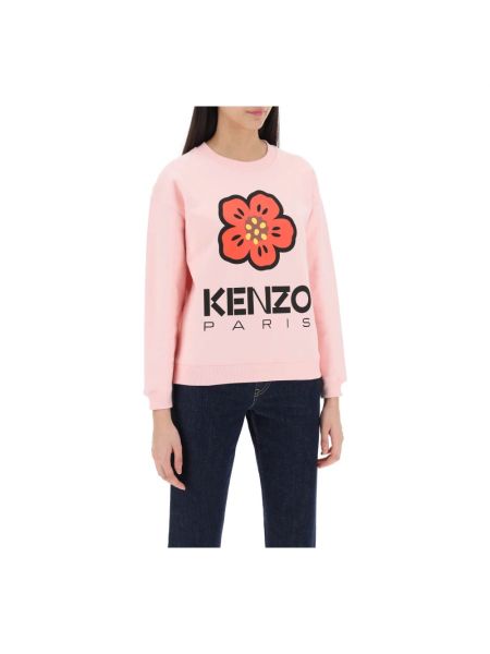 Bluza w kwiatki z okrągłym dekoltem Kenzo różowa