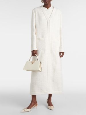 Παλτό tweed Valentino λευκό