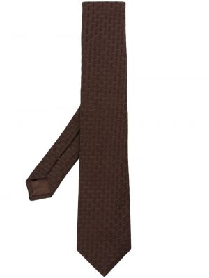 Jedwabny krawat Giorgio Armani brązowy