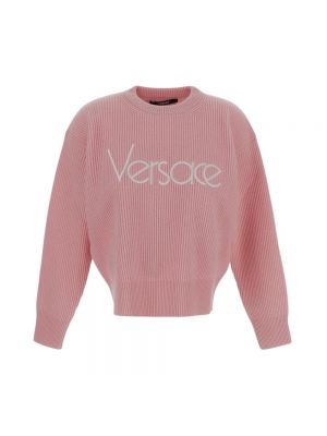 Sweter wełniany Versace różowy