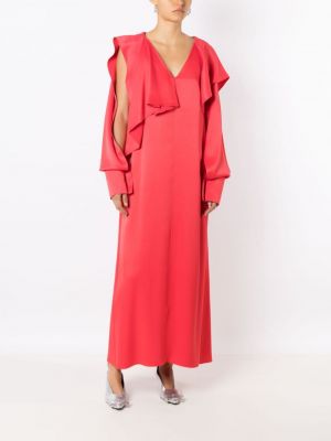 Satynowa sukienka długa drapowana Gloria Coelho czerwona
